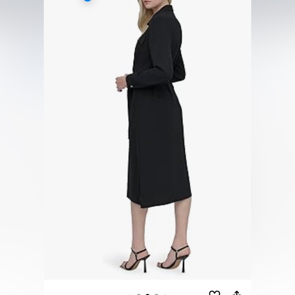 NWT DKNY Dress size 4 Black Women's Long Sleeve Collared Tie Waist Midi - Picture 4 of 7